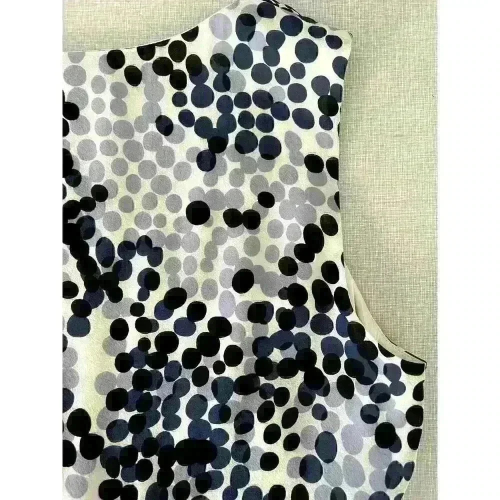 St John Sz 4 Silk Ruffle Dot Top White Black Dot Pattern Feminine Pretty Elegant - Picture 10 of 16
